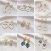 1 Pair Stylish Drop Earrings Heart Korean Style Zricon Clip