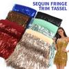 10 Yard 20cm Colorful Sequins Tassel Lace Fabric Fringe Trim Ribbon Latin Dance Performance Dresses Decor Diy Sewing Accessories