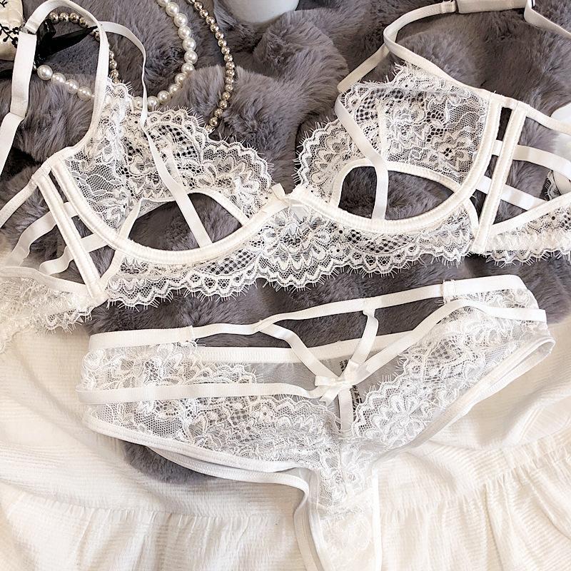 Сексуальный полый комплект с бюстгальтером пуш-ап для женщин, нижнее белье, ультратонкий дышащий бюстгальтер, французское искушение, нижнее белье, женский бюстгальтер без косточек