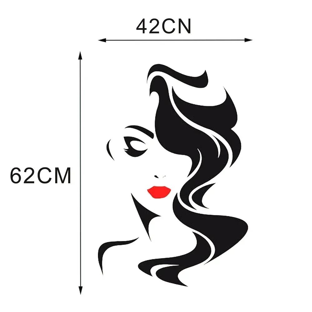 Красота Женское Лицо Наклейка на Стену Декаль Салон Красоты Обои Косметика Макияж Настенная Наклейка Фреска Съемная Салон Декорация
