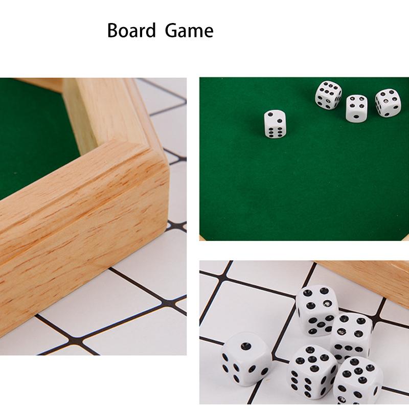Wooden Octagonal Board Game with 5 Dice, Perfect for Family Game Night, Friends Gathering Party Toy