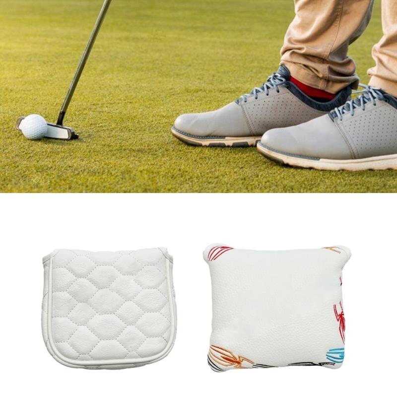 PU Leather Golf Putter Cover Magnetic Closure Design Nonslip Magnetic Golf Cover Leather Texture for Square Mallets