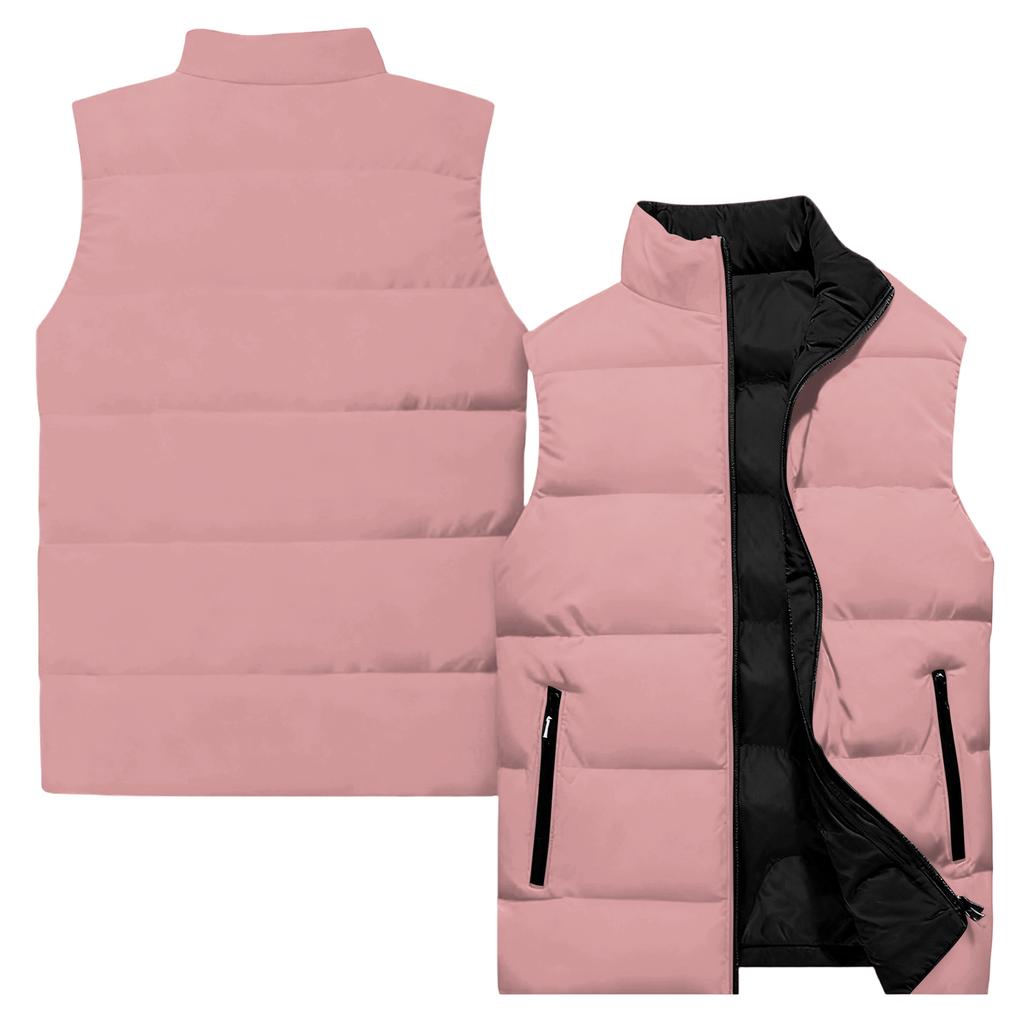 Men's Casual And Fashionable Sleeveless Vest, Solid-color Printed Cotton Jacket