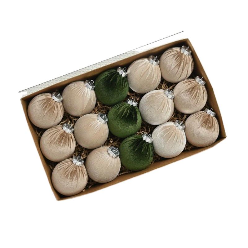 Рождественский шар Бархатный рождественский шар Рождественское украшение Подвеска Флок из бархатной ткани Рождественский шар Набор рождественских украшений