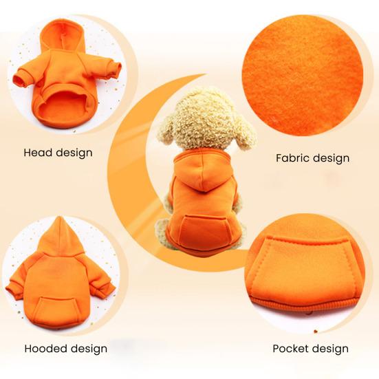 Pet Dog Hoodie Winter Solid Color Hooded Sweatshirt Elastic Hem Foreleg Sporty Sweatshirt Warm Windproof Pet Outfit