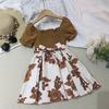 Летнее платье для девочек 2025 г. Новое детское платье принцессы с цветочным принтом и короткими рукавами Детская одежда
