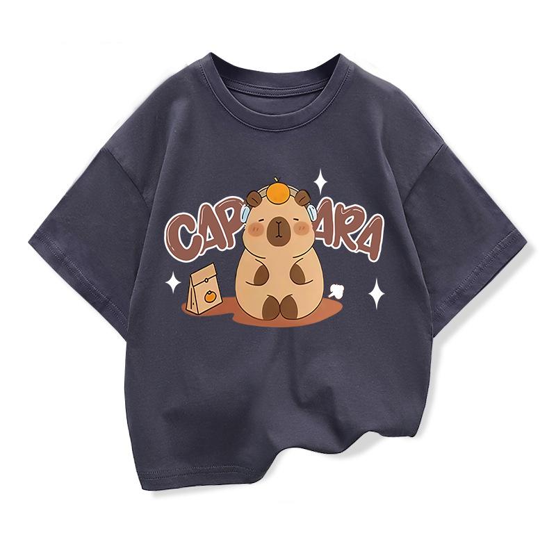 Capybara Pattern Girl T-Shirt Short Sleeve Girls' Summer Clothes Boys Girls Tops Tees Children's T-Shirt Fashion Girl Clothing