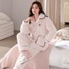 Пижама женская зимняя коралловый флис трехслойный флис утолщенная с подкладкой домашняя одежда зимний фланелевый костюм