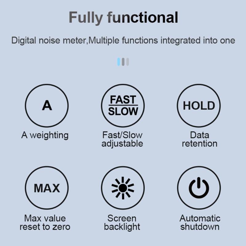 Easy Carry  Decibel Noise Meter 30 to 130dB ranges  with Data Retention Handheld Sonometer Simple for Home & Professional Use