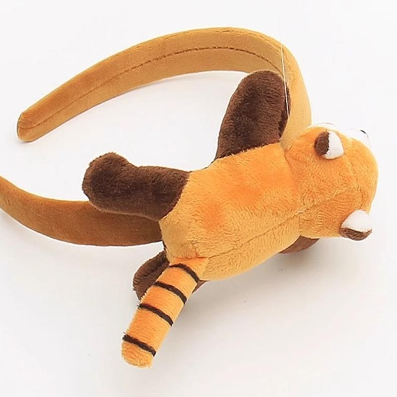 Мультяшная повязка на голову с головой енота 3D плюшевая animal hairband для женщин для умывания лица обруч для волос взрослые дети семейное собрание вечеринка головной убор