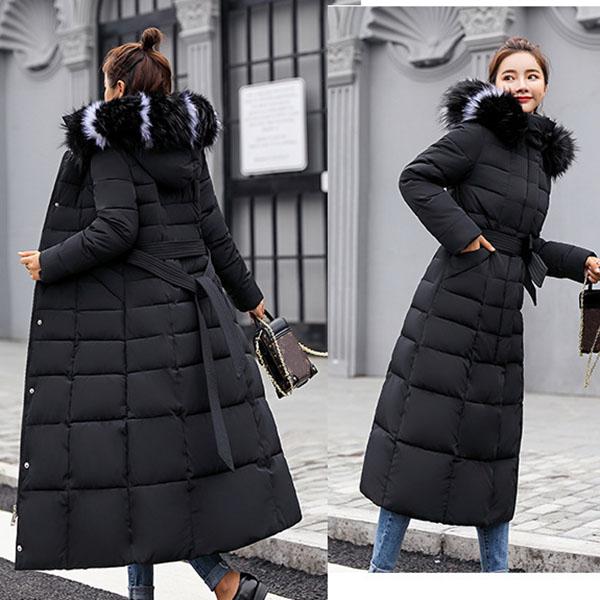 Down Padded Jacket Women's Long Parkas Winter Clothing Korean Slim Over-the-knee Thickened Down Jacket Cotton Jacket