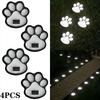 4 Pack Paw Print Solar Lights Solar Lamp in The Shape of Pet's Footprint for Garden Courtyard Terrace Balcony Garden and Lawn