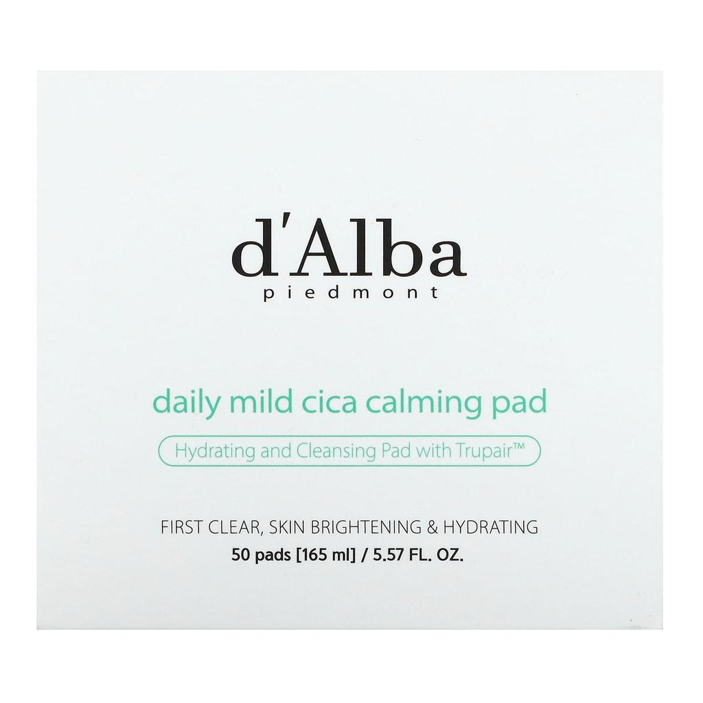 d'Alba Успокаивающие салфетки Daily Mild Cica, 50 листов, 165 мл (5,57 жидких унций)