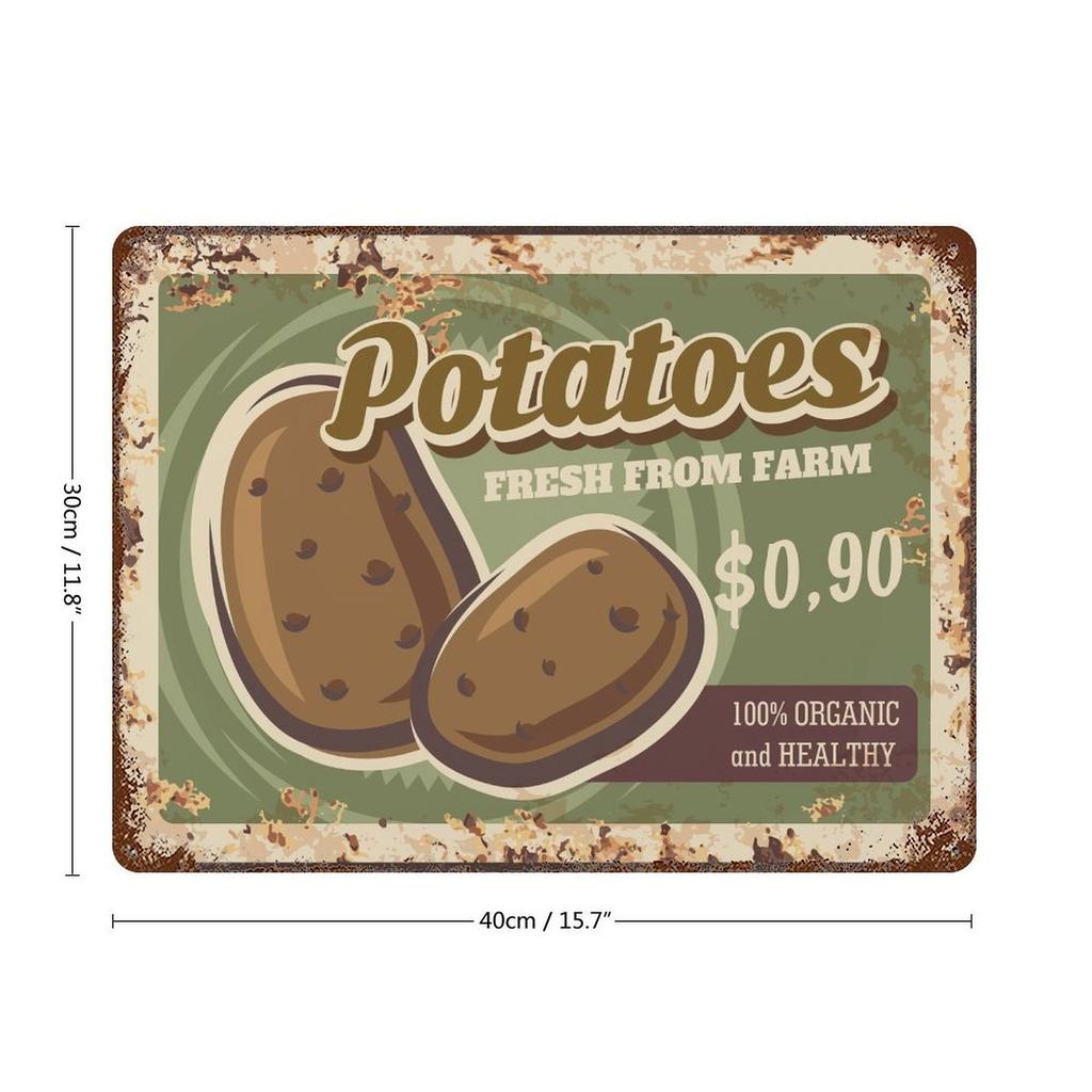 1-Pack Antique Shabby Metal Plate, 20×30cm and 30×40cm, Rustic Décor for Bedroom, Study or Coffee Shop