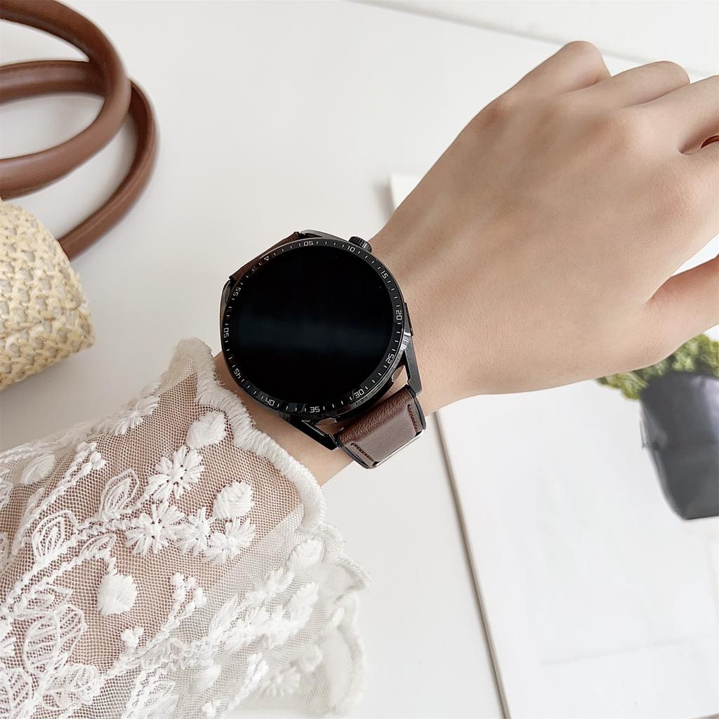 20mm Watch Band for Samsung Galaxy Watch7 44mm/40mm Flat End Napa Texture PU Covered Silicone Strap