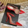 Мода 2025 Элегантный Острый Носок Прозрачный ПВХ Сердце Высокий Каблук Мюли Тапочки Женская Обувь Черная Белая Красная Обувь Роскошные Дизайнерские Туфли