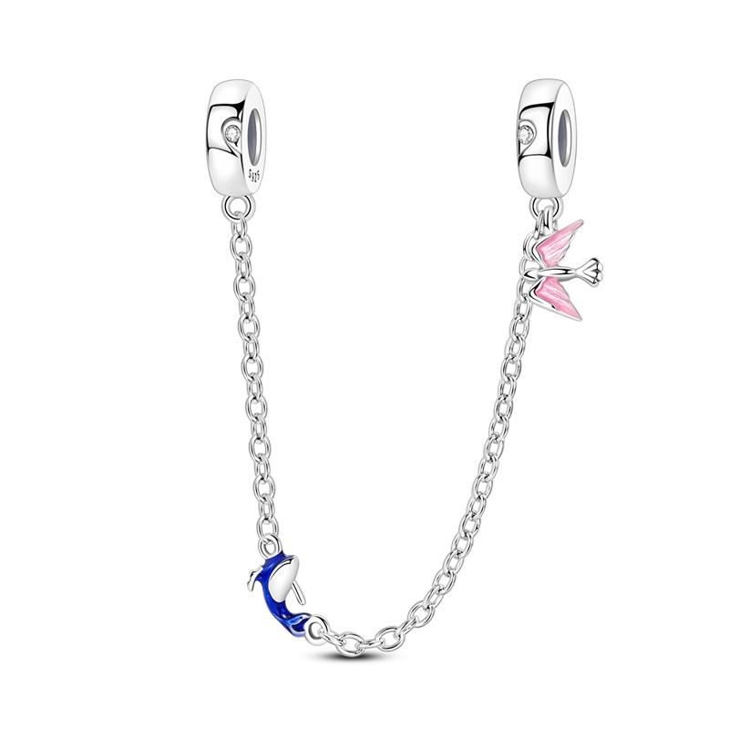 Новая медная цепочка безопасности с подвесками в виде бабочки, сердца, дерева, луны, браслет-амулет, бусина, подходит для оригинального браслета, сделай сам, женские украшения