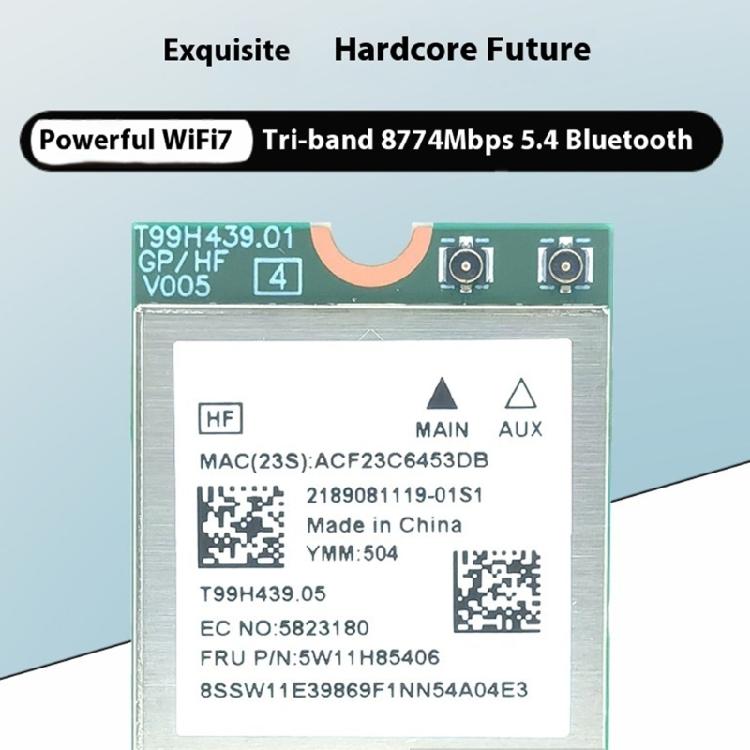 Передовые технологии MT7927 WiFi7 Беспроводные адаптеры NGFFs M.2 Интерфейсы 320 МГц Полоса пропускания 6 ГГц Канал 8774 Мбит/с Металлический корпус