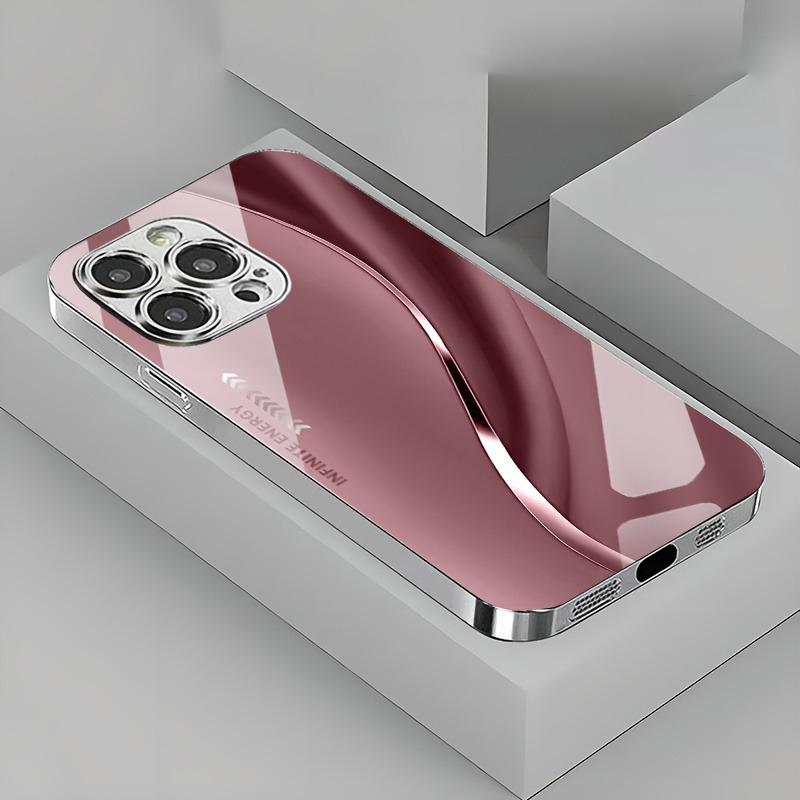 Минималистичный градиентный изогнутый гальванизированный чехол для телефона для iPhone 17 16 15 14 13 12 11 Pro Max Plus 16E 17 Air Закаленное стекло