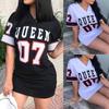 Spring Summer Women's Hip Hop 07 Letter Printed Short Sleeve Dresses