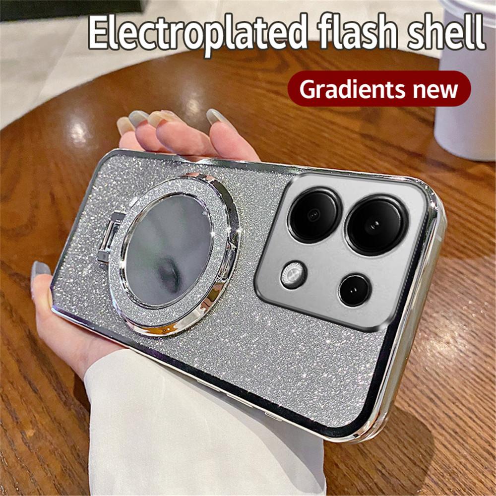 Градиентный блестящий зеркальный чехол-подставка для телефона Redmi Note 14 Pro для Xiaomi 14T POCO X7 Redmi Note 14 Pro+ 14C с гальваническим покрытием, мягкий чехол