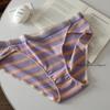 Xl-5XL Gradient Sports Style Oversized Underwear Striped Panites Female Sexy Briefs High Slit Plus Size Underpant Pure Cotton Crotch for Women