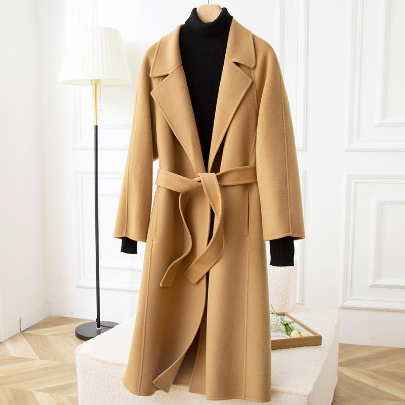 Женское пальто из 100% шерсти TIDENOVEL Осеннее шерстяное длинное пальто Ручной работы Пальто-бушлат Зимняя теплая шерстяная длинная куртка Пальто