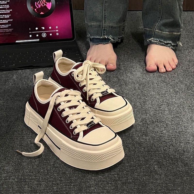 Повседневные туфли на плоской подошве из парусины 2024 года, высококачественная женская обувь на весну и осень, круглая ретро-туфля с квадратным носком, повседневная спортивная обувь, тренд