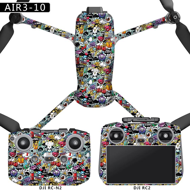 Красочные наклейки для DJI Air 3 Drone Защитная пленка ПВХ Наклейки Поверхностное покрытие кожи для DJI RC 2/RC N2 Аксессуары