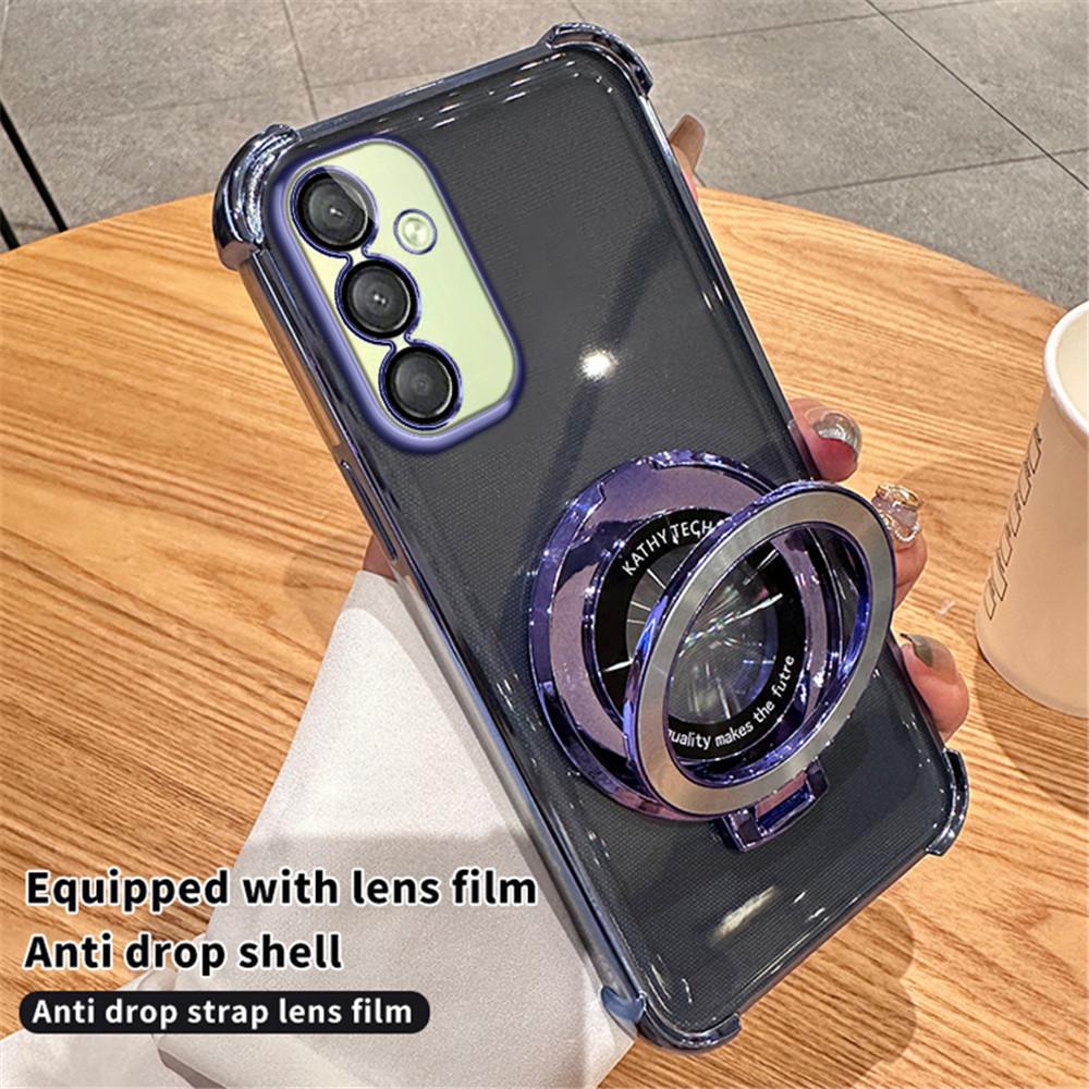 Transparent Shockproof Magnetic Stand Case For Samsung A55 A35 A25 A15 A05 A05S A14 A24 A34 A54 A04 Soft Silicone Phone Cover