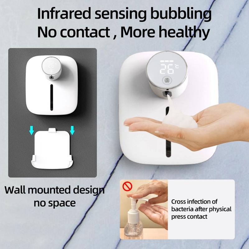 Hot Soap Dispenser Automatic Wall-mounted Rechargeable Temperature Display Liquid Foam Soap Dispensers Hand Sanitizer Machine