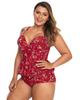 Azura Exchange Red Print Moulded Cups Peplum Plus Size Bikini