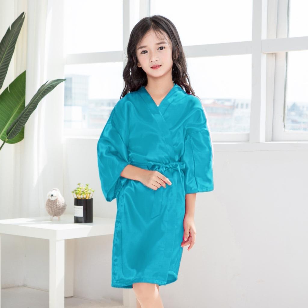 Халат удобный и элегантный темперамент классические модели однотонный детский праздничный летний однотонный тонкий искусственный шелк атласный тонкий кардиган халат