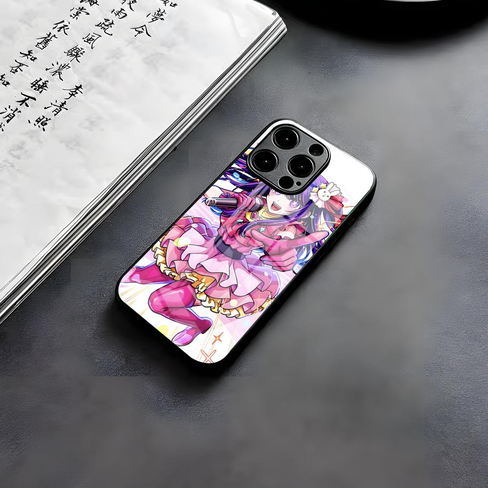 Чехол для телефона Oshi No Ko Аниме Ай Хосино Для iPhone 17 Air 16 E Pro Max 15 14 13 Mini 12 Pro 11 Max Plus Черная Стеклянная Крышка