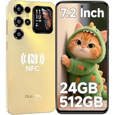 Телефон Портативный OUKITEL C68 Plus 24 ГБ + 512 ГБ Экран 7.2" 6000 мАч Смартфон Разблокированный 64 МП Телефон Android 15 Двойная SIM/NFC Золотой