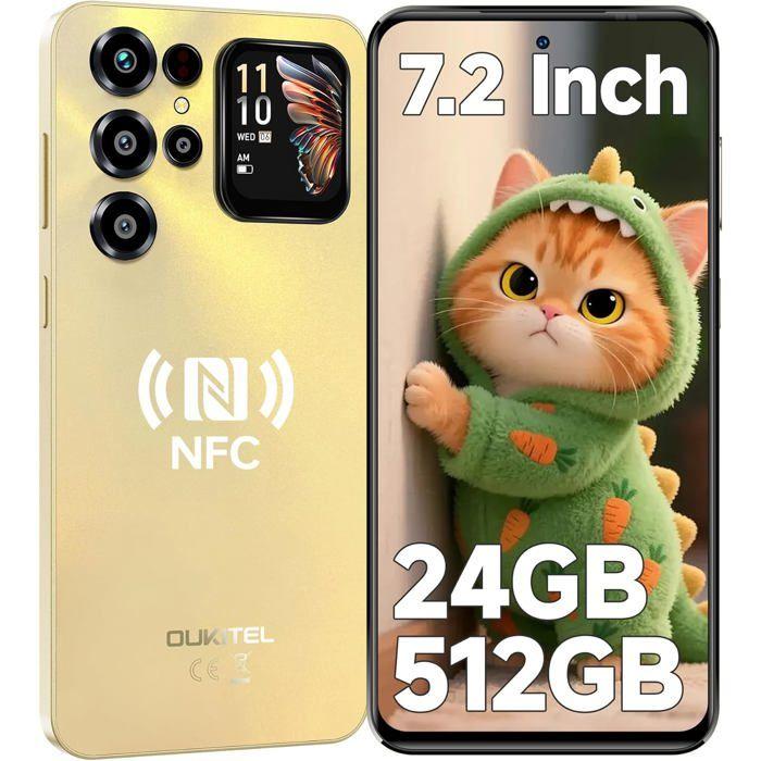 Telephone Portable OUKITEL C68 Plus 24GO+512GO Écran 7.2" 6000mAh Smartphone Débloqué 64MP Téléphone Android 15 Double SIM/NFC Or