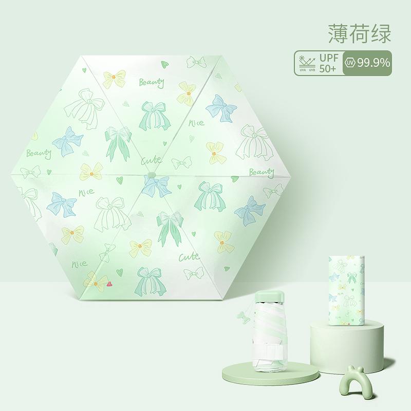 Креативный Портативный Зонт-Карта с Шестью Спицами Скидка 50% Виниловая Ткань Защита от УФ-лучей Цифровая Печать Бабочки Карманный Зонт