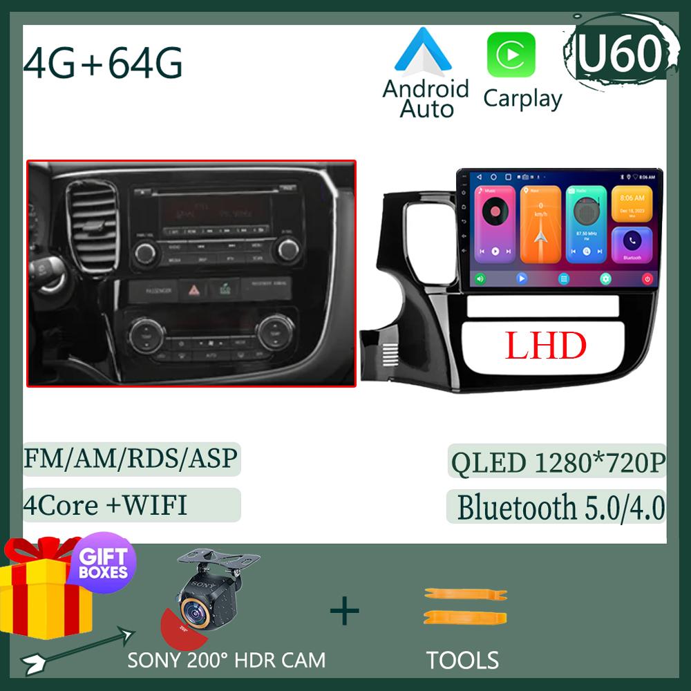 Беспроводной CarPlay Android 14 Авто Радио Для Mitsubishi Outlander 3 GF0W GG0W 2012-2018 Автомобильный Мультимедиа GPS Без Сенсорного Экрана 2din