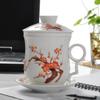 Керамические чашки с ручной росписью и рельефом, креативные керамические чашки закка с крышкой и фильтром, офисные чашки