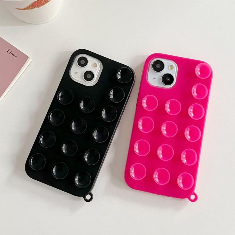 Creative Dopamine Suction Cup Liquid Silicone Case for For Iphone 16 15 14 Plus 13 12 11 Pro Max Replace Stand Shockproof Soft Cover