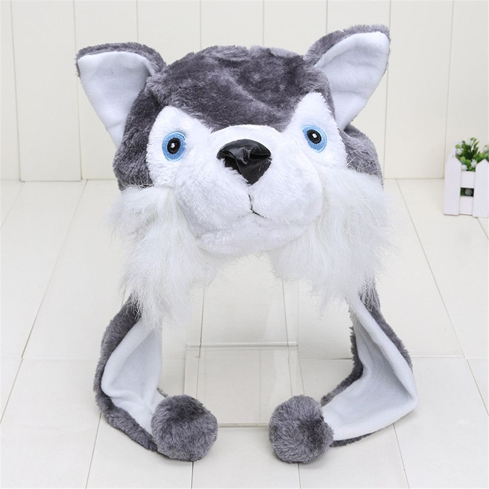 Cartoon Fashion Warm Scarf Kids Cap Soft Earmuff Hat Plush Hat Toys Mascot Huskies Hat