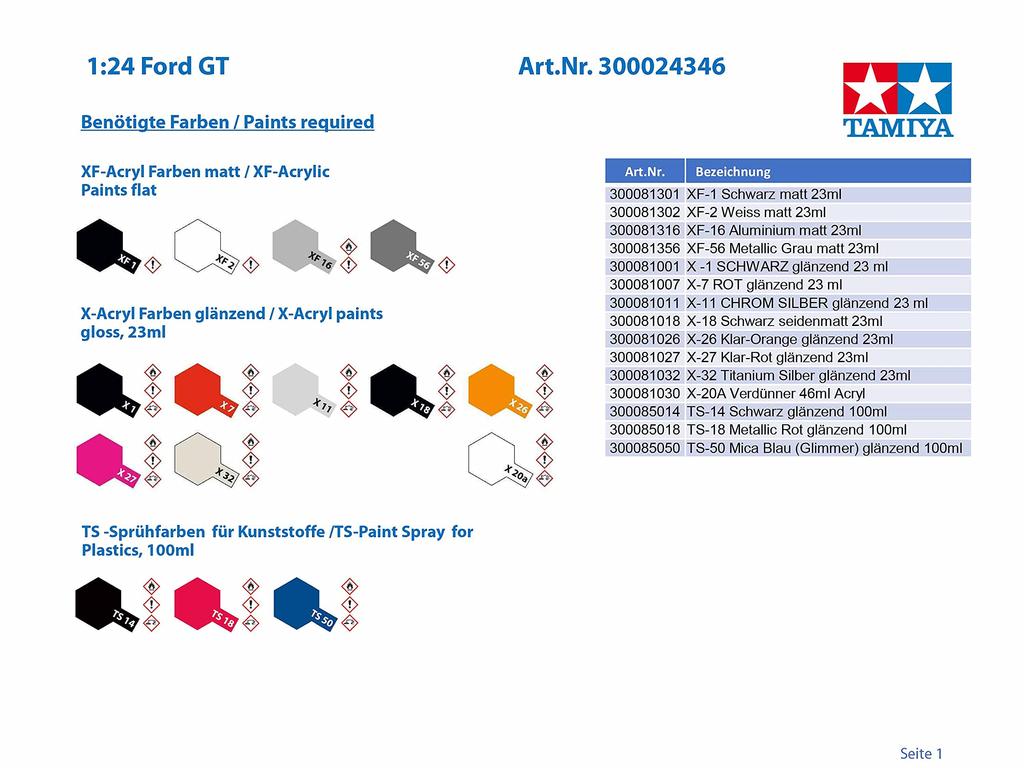 Tamiya Пластиковая модель спортивного автомобиля Ford GT 24346 1/24 № 346