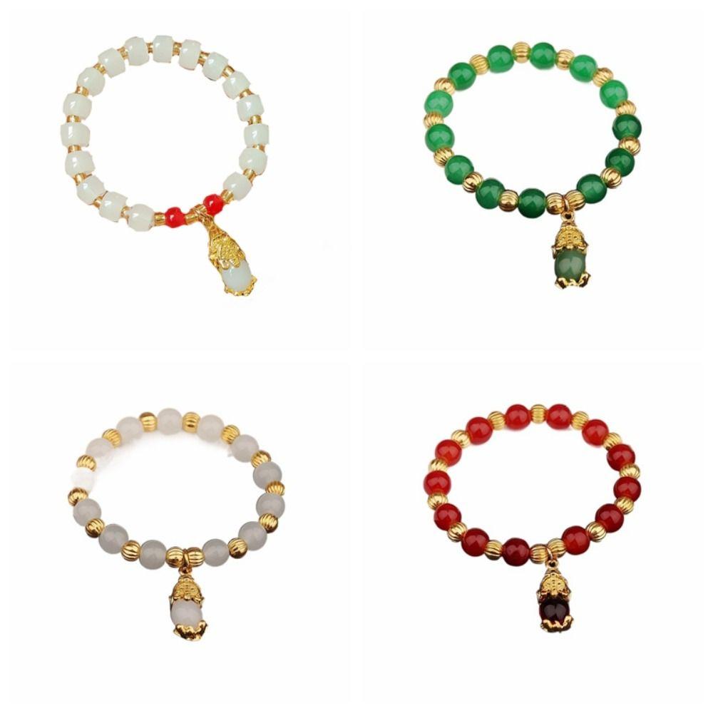 Винтажный браслет из имитации мраморного камня, нежные браслеты с бусинами, браслет с подвеской Пиксю, мужской, женский