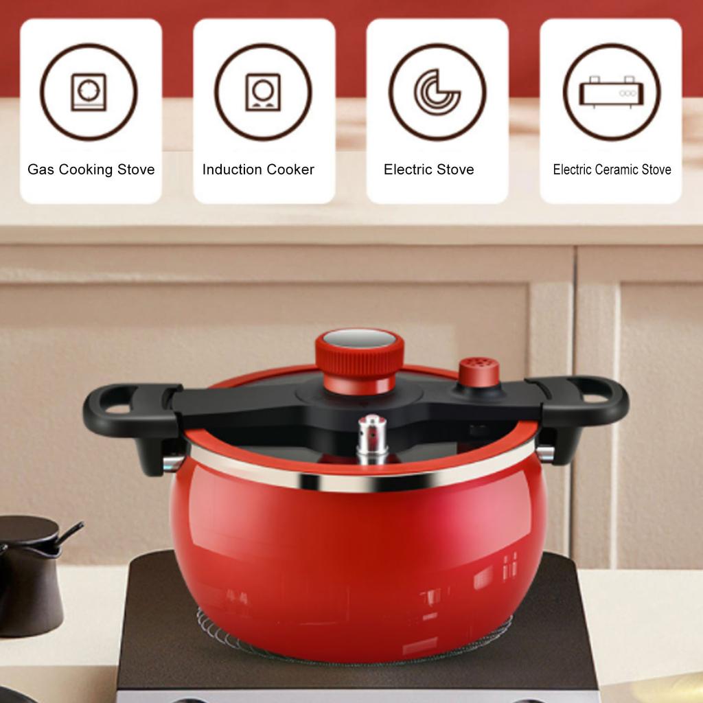 7L Pressure Soup Pot Multifunctional Micro Pressure Cooking Pot Flameproof Anti Stick Binaural Clip Visual Pot Lid for Kitchen