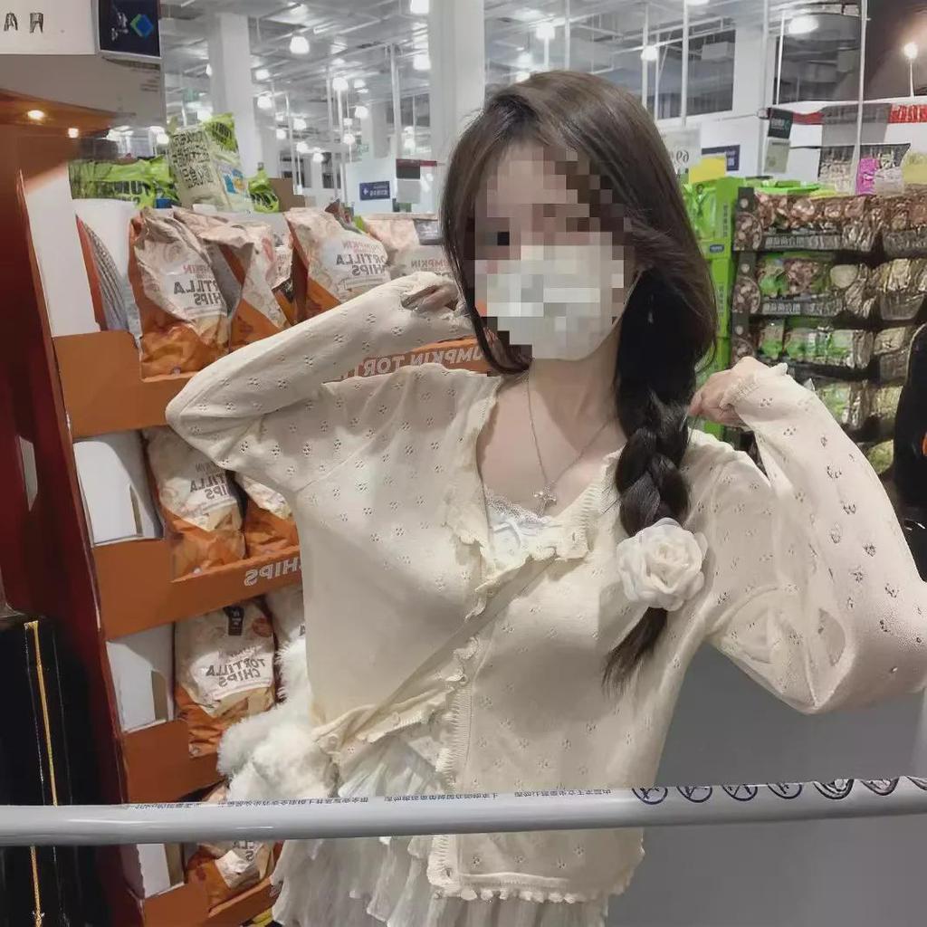 Шикарный летний свитер корейской ажурной вязки 2025 года — женский свободный, короткий, с длинными рукавами кардиган