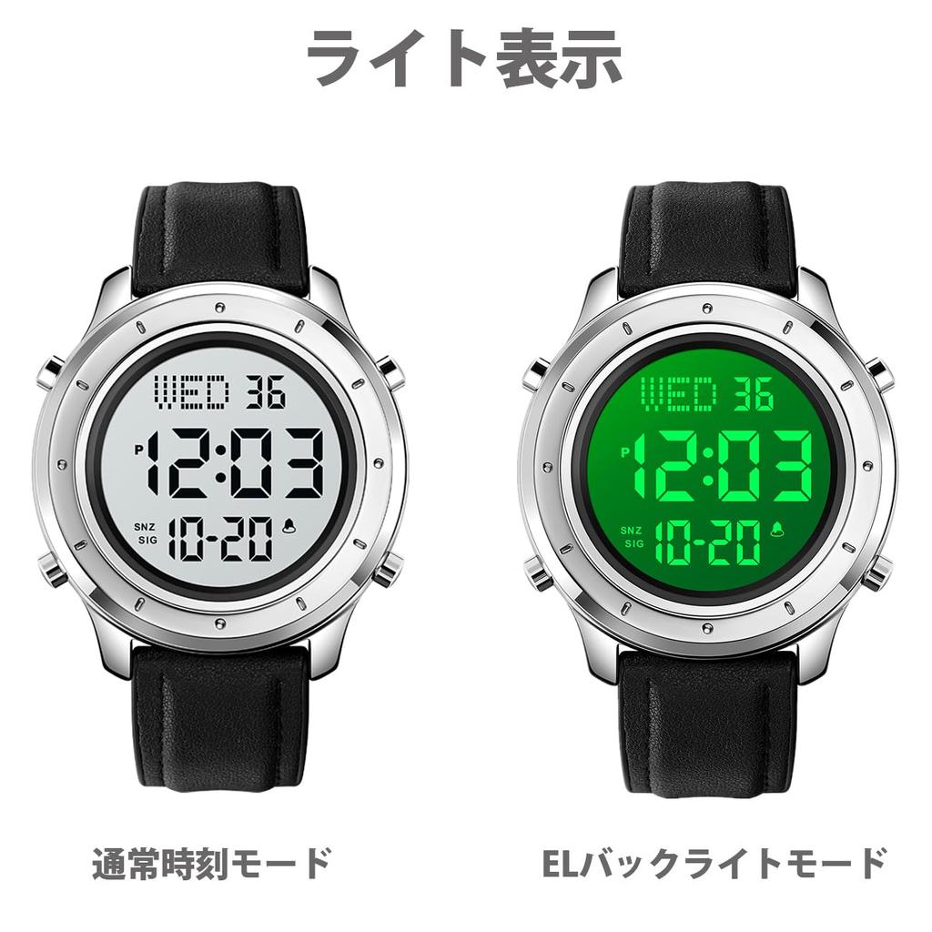 Datirzyx Прописной дисплей Цифровой бизнес Легко водонепроницаемый Цифровая работа Мягкий кожаный будильник Японское руководство по эксплуатации в комплекте Часы, мужские