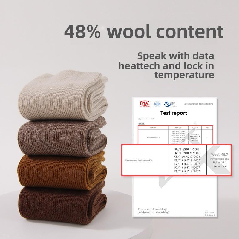 5 пар шерстяных носков, женские зимние носки средней длины, ворсистые носки с двойной иглой, теплые зимние чулки без косточек для женщин