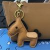 Yocipa Cute Leather Horse Keychain Bag Charm for Car Keys and Genuine Leather Key Key Accessory Bags, Holder, Ring, (Khaki)