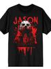 Friday Day 13 Jason Horror Movie Graphic T-Shirt Black with Red Blood Splatter Men's and Women's Adult T-Shirt