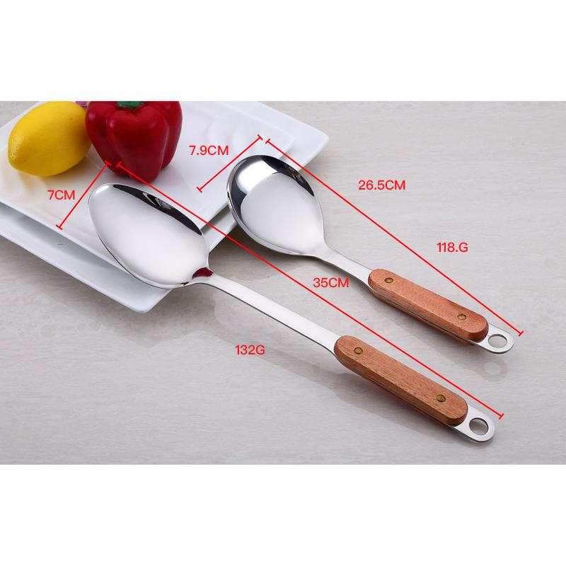 HANYANG Stainless Steel Spatula Soup Spoon Kitchen Cooking Spatula Spoon Loaded Frying Fish Spatula Leak Spoon Large Leak Spoon
